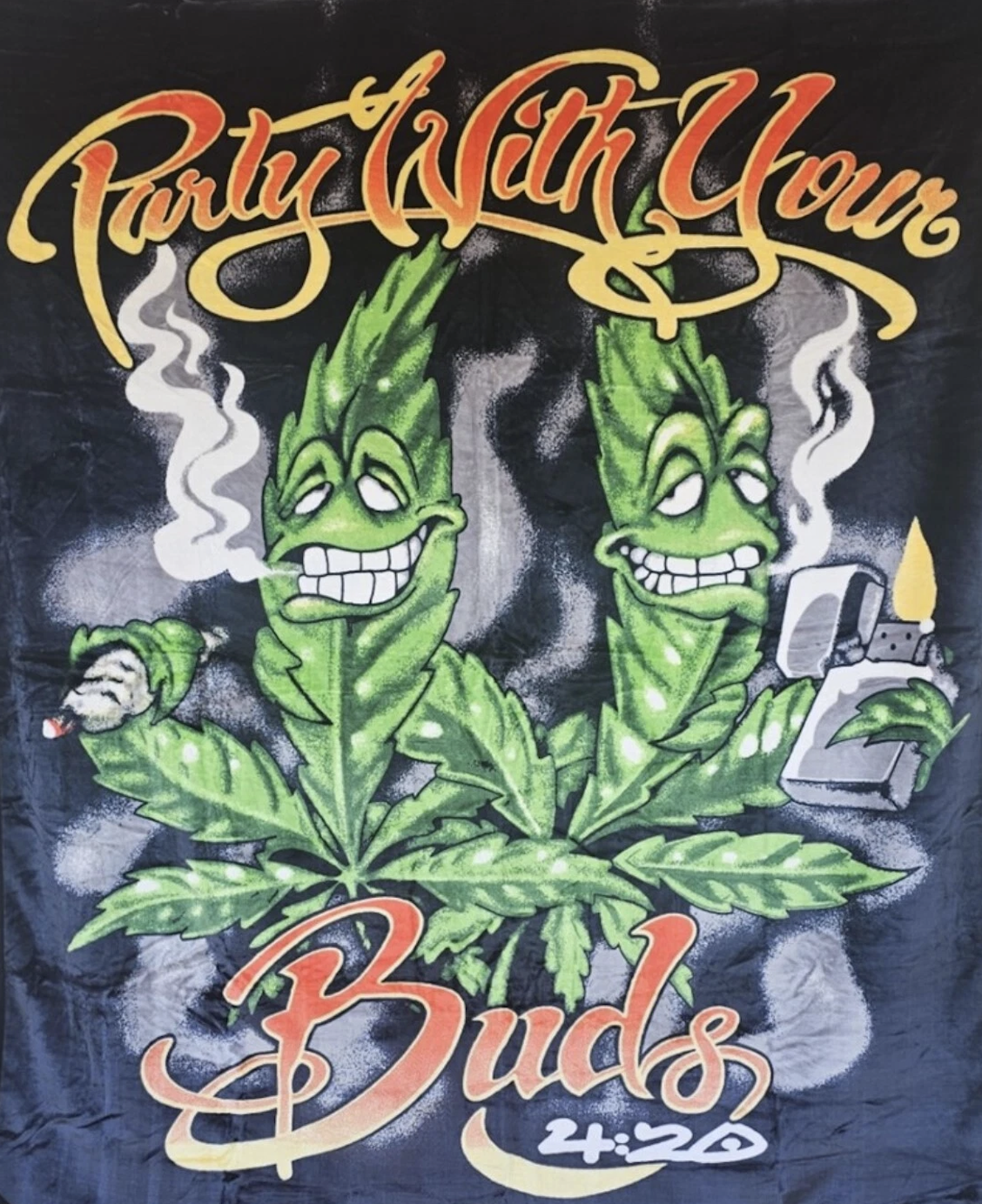 Party With Your Buds – 420 Marijuana Leaf Queen Size Blanket
