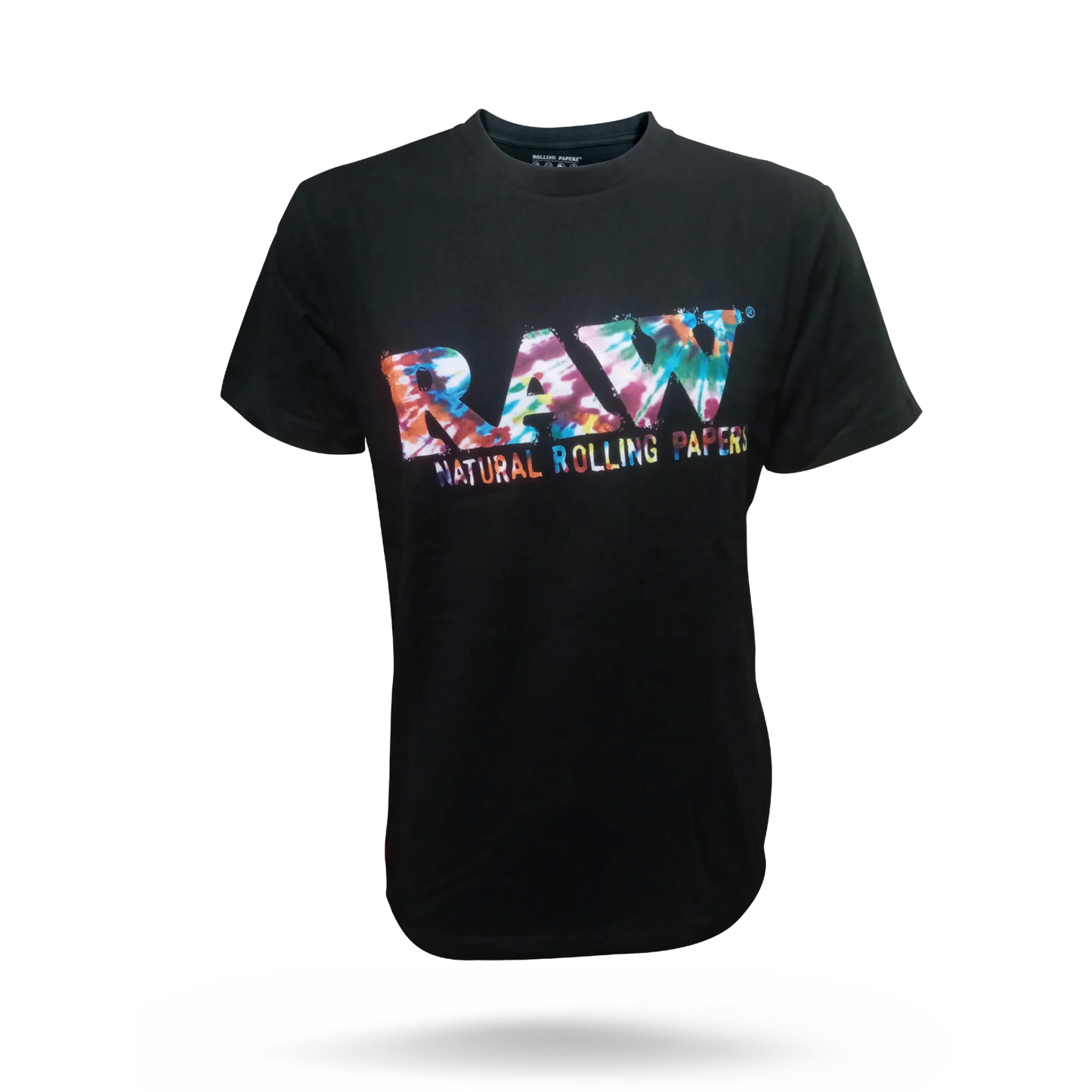 RAW Black T-Shirt with Tie-Dye Logo