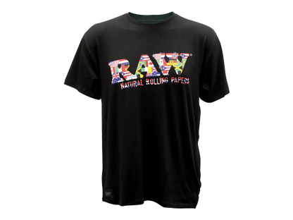 RAW Black T-Shirt World Flags