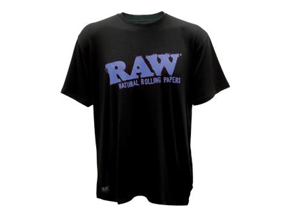 RAW Black T-Shirt Electric Blue Logo