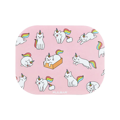 Pulsar Mini Metal Rolling Tray w/ Lid - Caticorns / 7"x5.5"